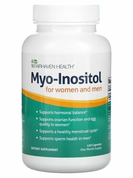 Изображение Мио-Инозитол, для женщин и мужчин, 120 капсул, Fairhaven Health