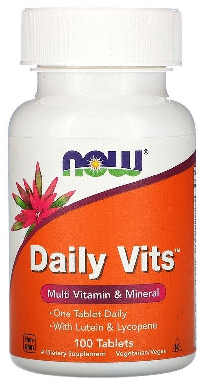 Изображение БАД, NOW Foods, Daily Vits, мультивитамины и минералы, 100 таблеток