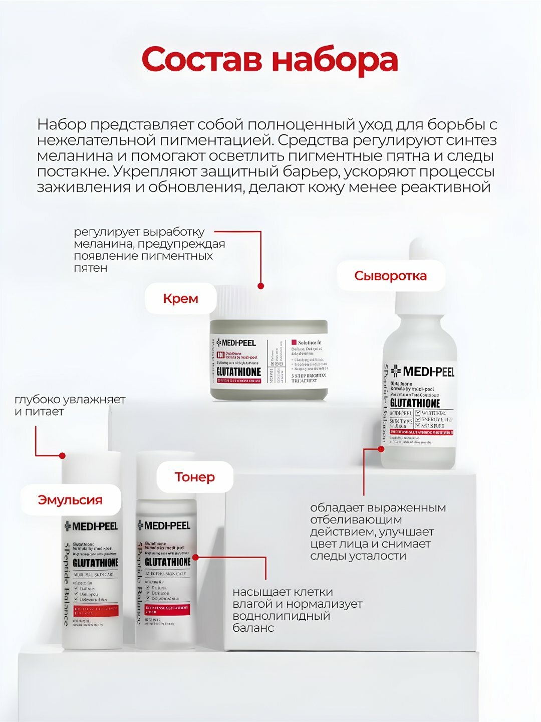 Набор для ухода за лицом Medi-peel, Algo-Tox, Bor-Tox, Glutathione Hyal Aqua, Eazy Filler, Белый — фото 1