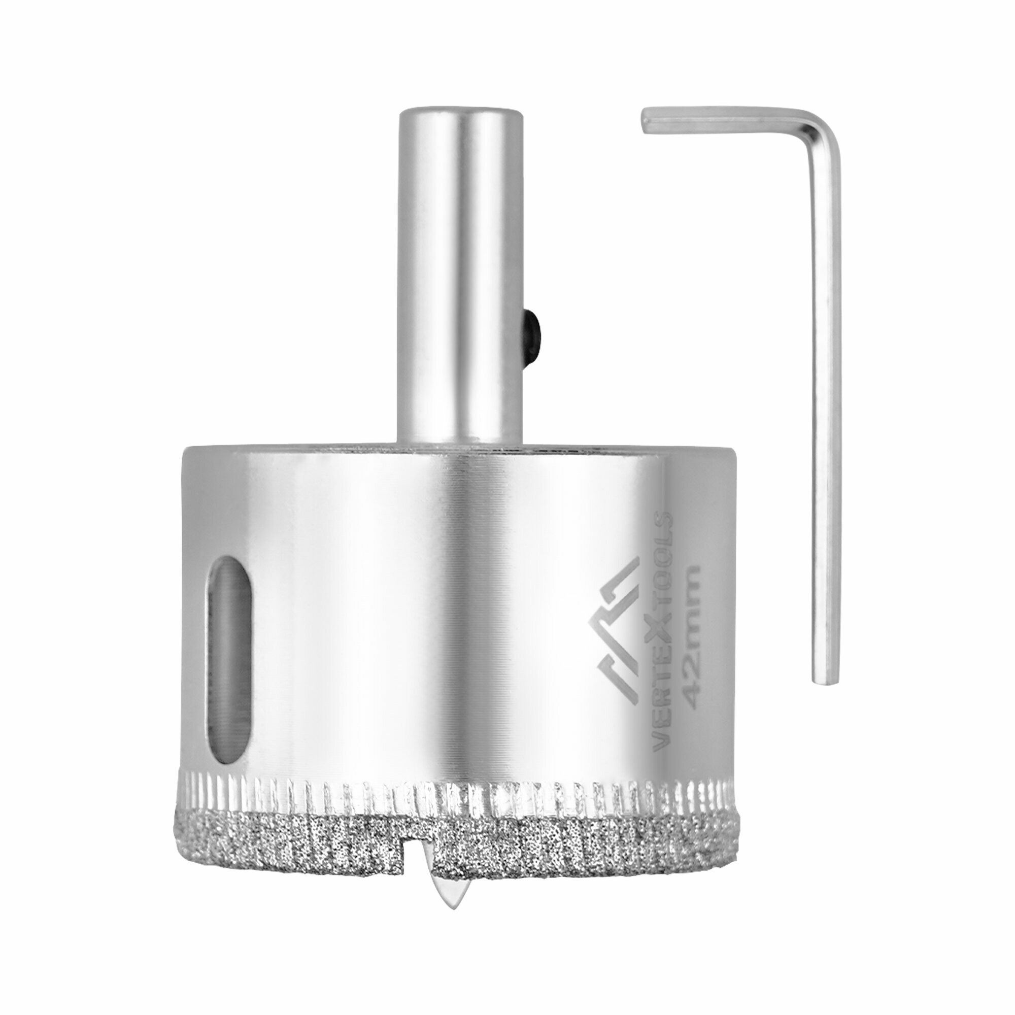Коронка по стеклу и керамике 42X55 VertexTools с центрирующим сверлом, CRv