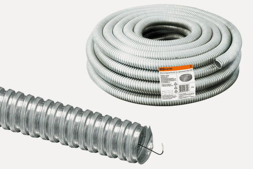 Изображение товара Гофра для кабеля 18мм Металлорукав с протяжкой 50 метров TDM Electric
