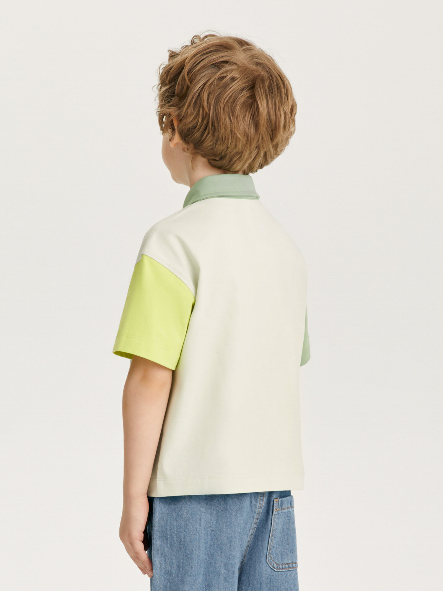 Поло Junion Color-block, размер 92, оливковый — фото 1