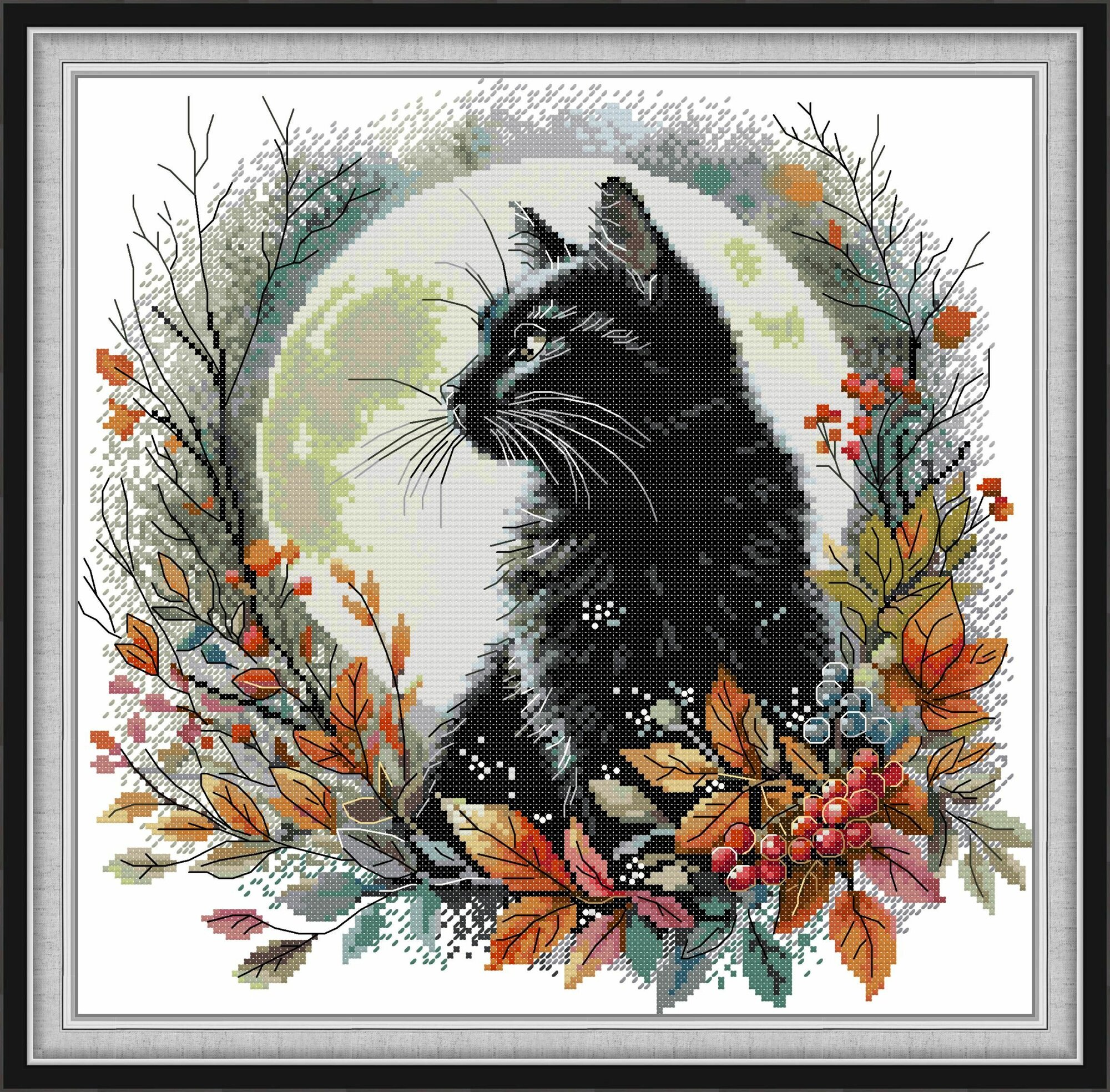 NKFвышивка крестом наборы, Схема на 14CT "Черный кот",35*35CM