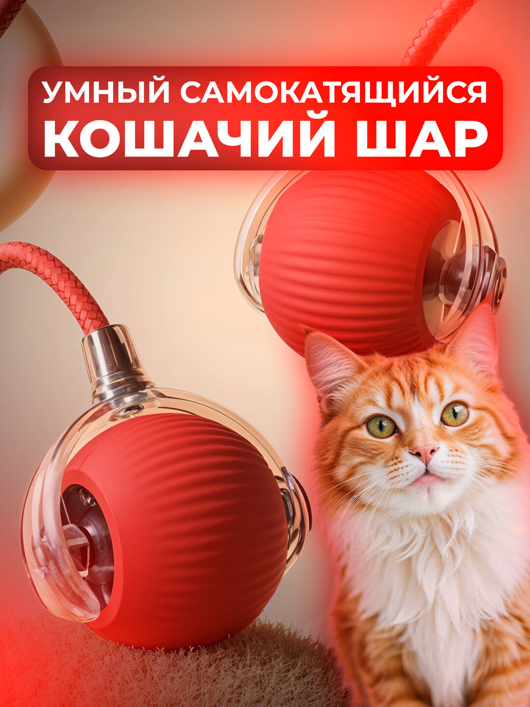 Умный самокатящийся кошачий шар