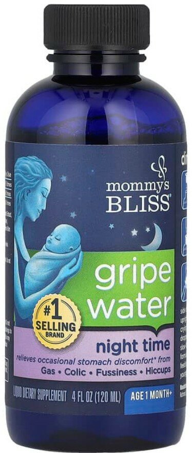 Изображение Mommy's BLISS, gripe water, укропная вода, ночной раствор для облегчения колик у младенцев, 120 мл