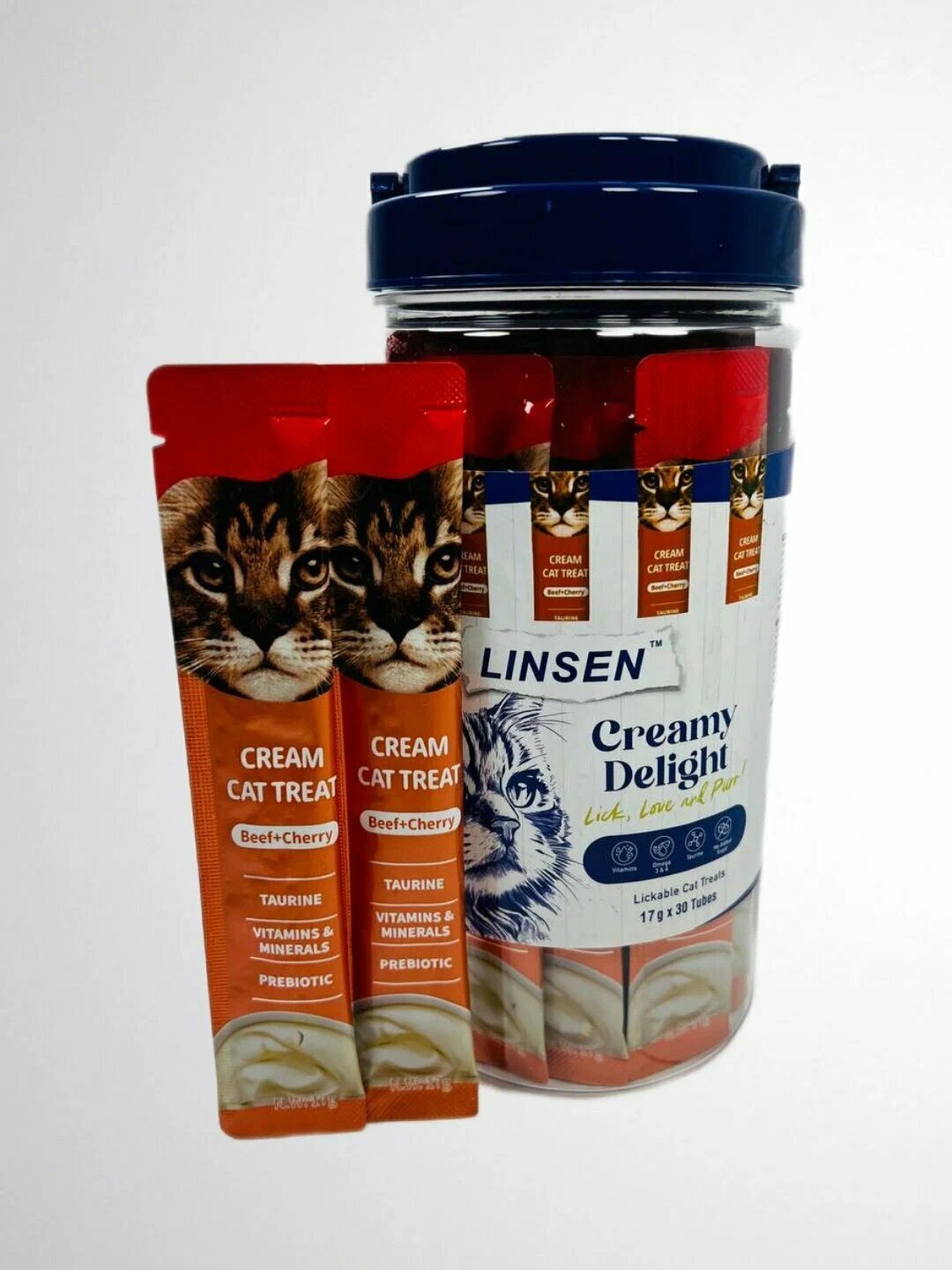 CREAM CAT TREAT, Лакомство для кошек, с высоким содержанием белка, 17 г, 30 шт