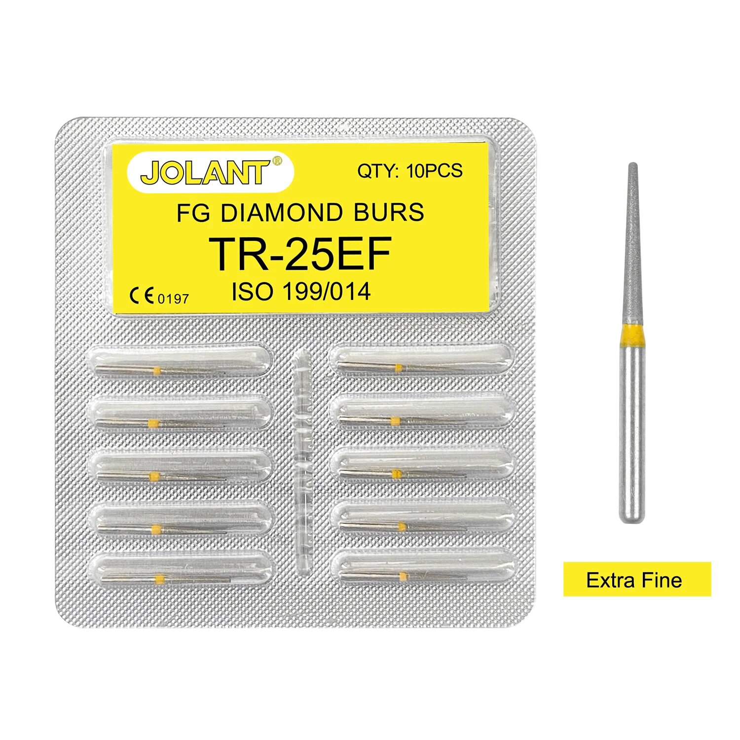 Стоматологические алмазные боры JOLANT FG 1,6 мм, набор из 10 штук, 10pcs TR-25EF