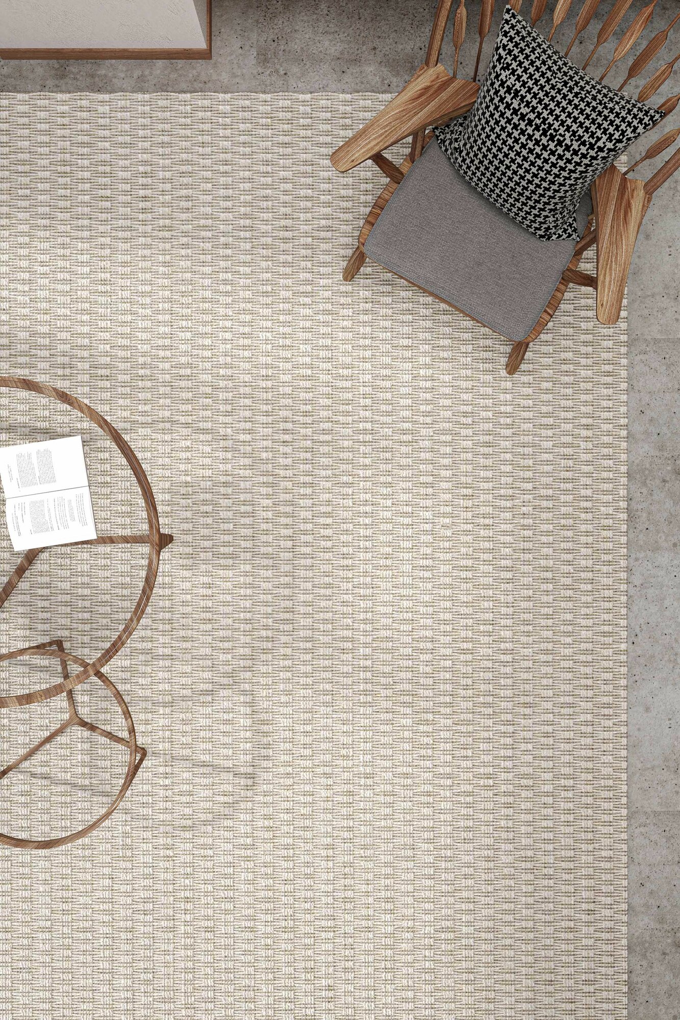 Cool Hali Milano 666 Ковер 120x180 cm Тканый ковер/циновка цвета сливочный беж в скандинавском стиле с плетеной текстурой