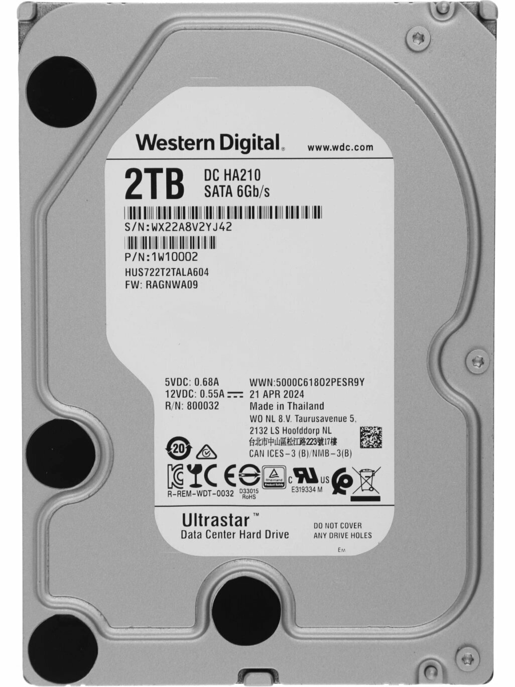 Жесткий диск WD Ultrastar DC HA210 HUS722T2TALA604 2TB, SATA III, 3.5" (1w10002/1w10025)