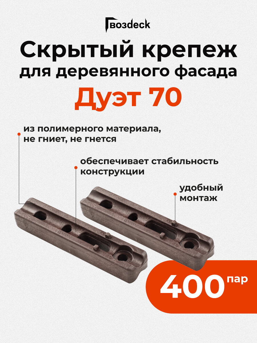Скрытый крепеж Гвозdeck (Гвоздек) Дуэт 70 400 пар