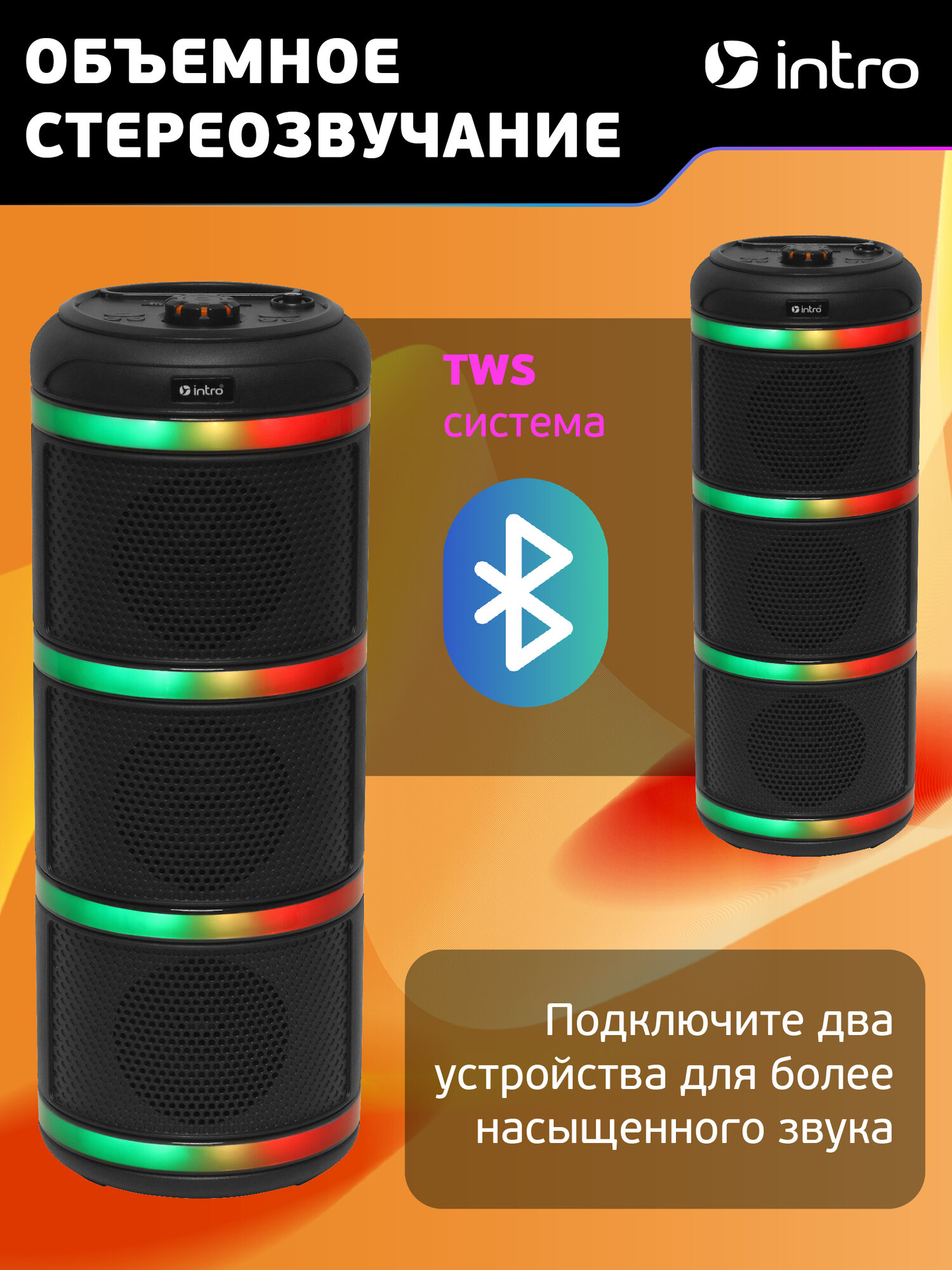 Колонка блютуз беспроводная Intro WZ950 музыкальная большая с микрофоном и радио, Bluetooth 5.1, microSD, hands free — фото 1