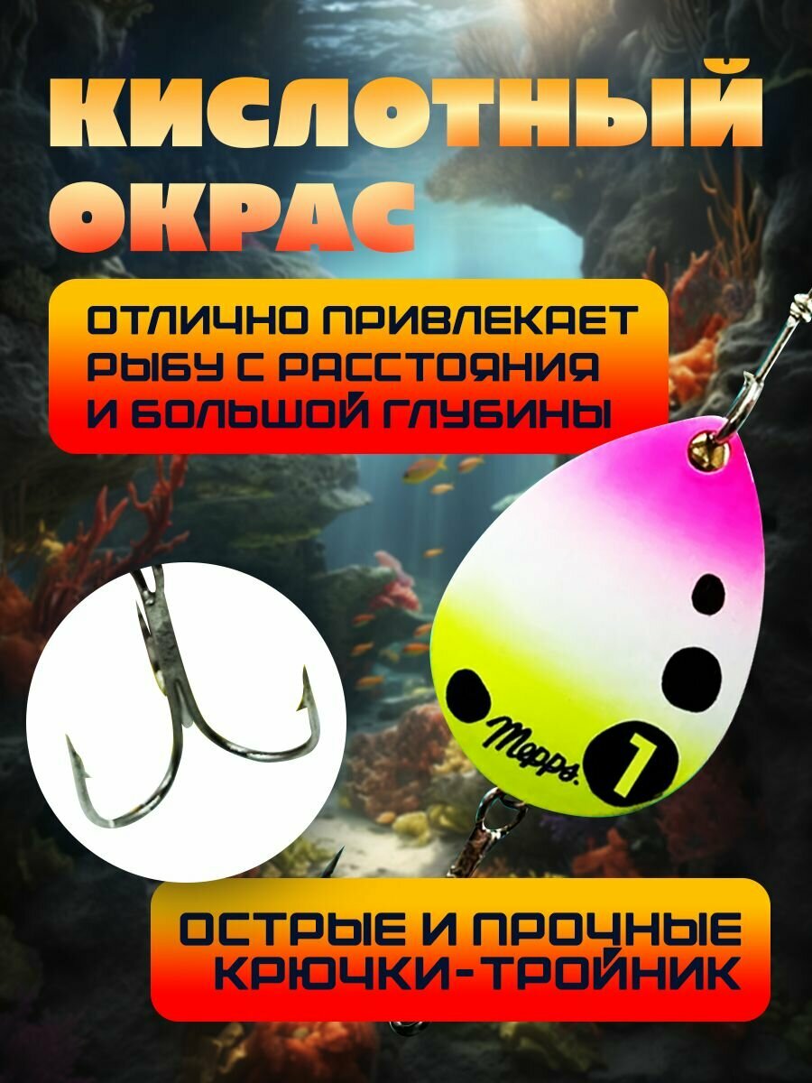 Вертушка Bober Bobber Musky, вращающаяся, 3 г, цвет набор №1 — фото 1