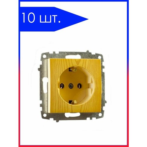 10 шт. Розетка В Рамку Одинарная с Заземлением Клен IP20 16А 250В ZENA VEGA EL-BI арт. 609-012700-217