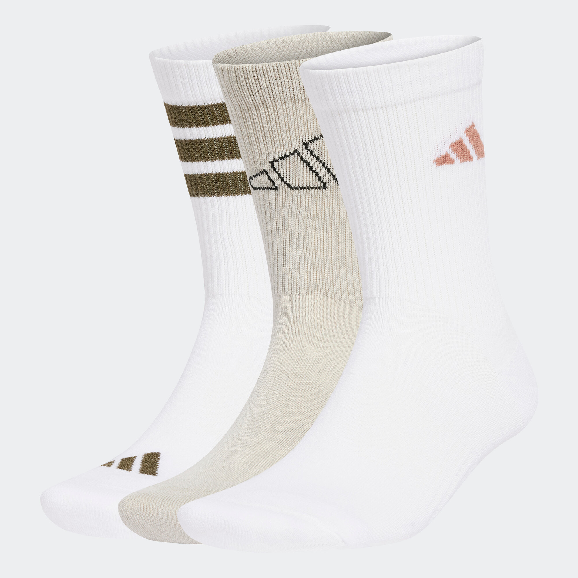 Носки adidas LOGO PACK, комплект, 3 пары, размер M INT, белый/бежевый