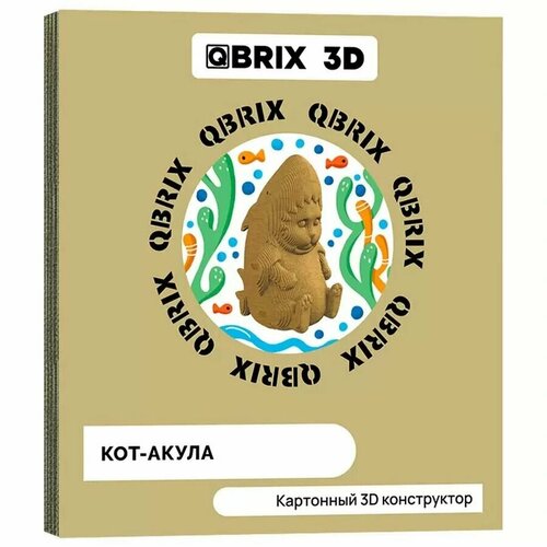 QBRIX Картонный 3D конструктор Кот-акула 20044