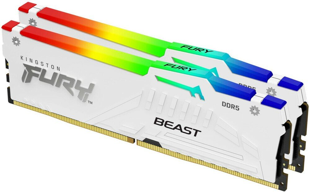 Оперативная память 32Gb DDR5 5600MHz Kingston Fury Beast White RGB (2x16Gb KIT) (KF556C36BWEAK2-32)