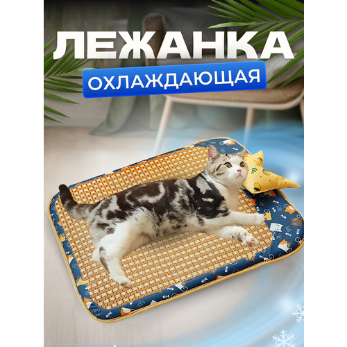 Лежанка для кошек и собак, цвет синий, овальная 60 см * 50 см *4 см