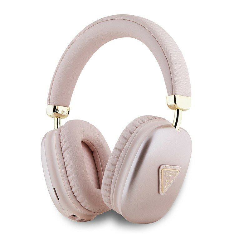 Guess наушники беспроводные накладные Bluetooth Headphones PU Saffiano Triangle Metal Logo Pink