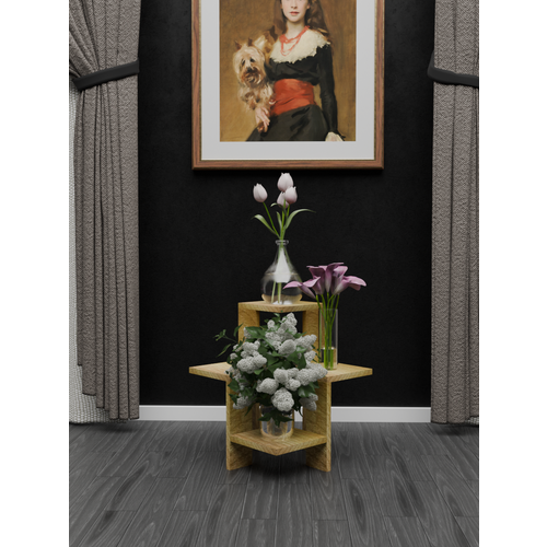 Полка для цветов, 46х46х56 см, дуб крафт золото