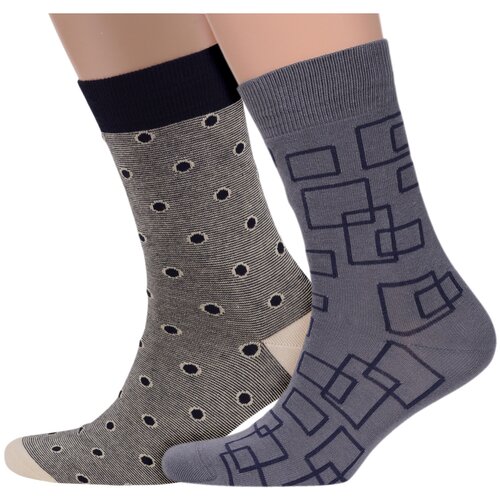 Носки ХОХ, 2 пары, размер 23, мультиколор носки с узором на капроне набор 2 пары бежевые серые