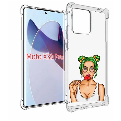 Чехол MyPads девушка-с-чупачупсом-в-виде-сердца женский для Motorola Moto X30 Pro задняя-панель-накладка-бампер