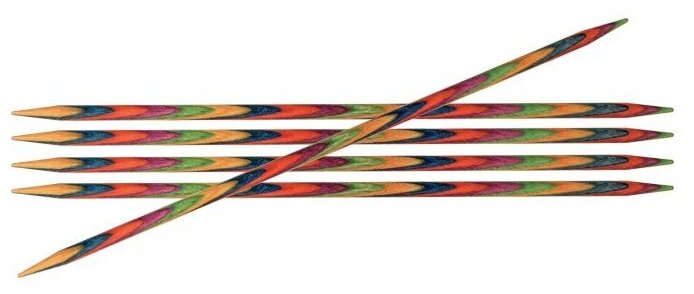 20115 Knit Pro Спицы чулочные для вязания Symfonie 8мм/20см, дерево, многоцветный, 5шт