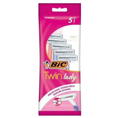 Бритвы одноразовая женская Twin Lady 2 лезвия, 5шт станок для бритья bic twin lady 5 шт