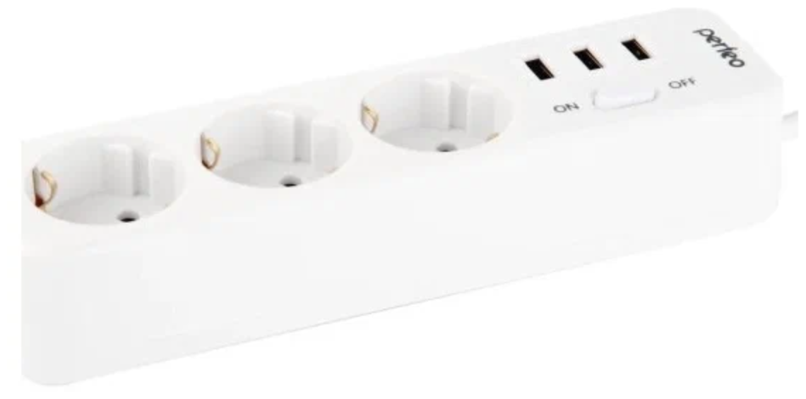 Сетевой фильтр Perfeo Power Stream 3 Sockets 3xUSB 2m White PF_C3906