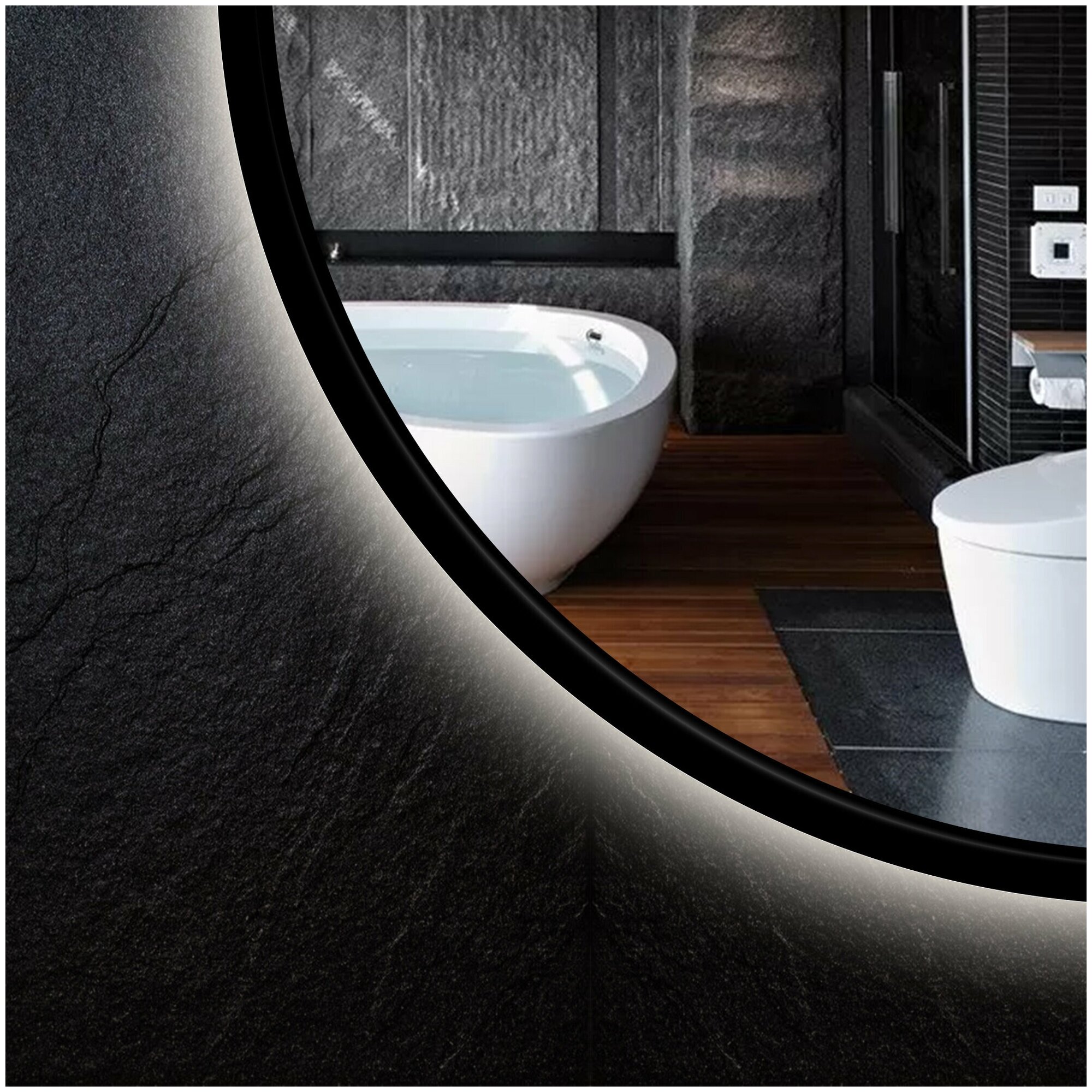 Зеркало круглое "Prestige" в ванную комнату с LED подсветкой, D= 70 см, настенное зеркало в раме, интерьерное в прихожую, зеркало для ванной - фотография № 8