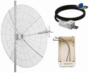 Фото KNA27-800/2700P BOX - параболическая MIMO антенна 27 дБ, сборная конструкция, с гермобоксом + кабель 10 метров, пигтейлы CRC9