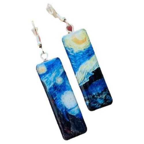 Серьги с подвесками Ручками-Ручками, дерево, синий