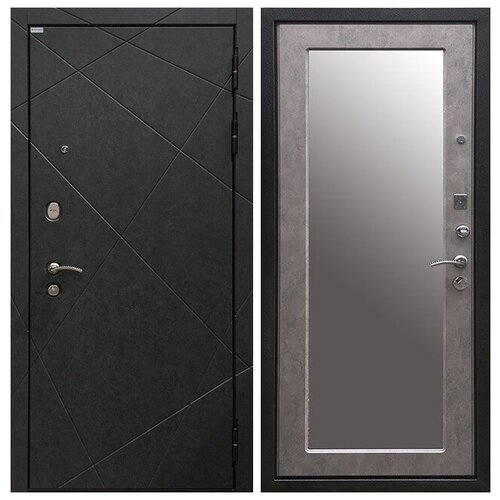 Входная дверь Ратибор Эстет 3К Зеркало Светлый Бетон