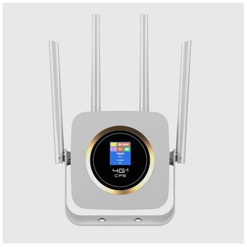WiFi Роутер 3G, 4G LTE Black Space / Вайфай роутер с антенным разъемом SMA / Беспроводной роутер и дисплей / Быстрый интернет / Режим модема / (White)