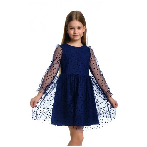 Платье для девочек Mini Maxi, модель 6895, цвет синий, размер 122