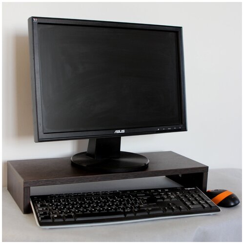 Подставка под монитор с держателем для проводов Термодуб черно-коричневый 1300₽