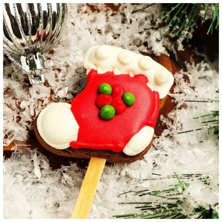 Мини-печенье шоколадное «Новогоднее» на палочке, микс, 15 г - фотография № 2