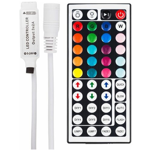 LED мини контроллер ИК(IR) 72 W/144 W, 44 кнопки, 12 V/24 V контроллер ecola led strip rgb ir controller для ленты 12 v 72 w 24 v 144 w 6 а пульт