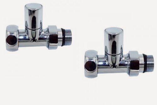 Изображение товара Кран для полотенцесушителя прямой, комплект 2 шт, вентиль 1" внутренняя - 1/2" наружная, хромированный