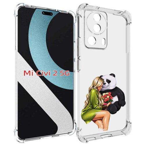Чехол MyPads Девушка-с-пандой-с-букетом женский для Xiaomi Civi 2 задняя-панель-накладка-бампер
