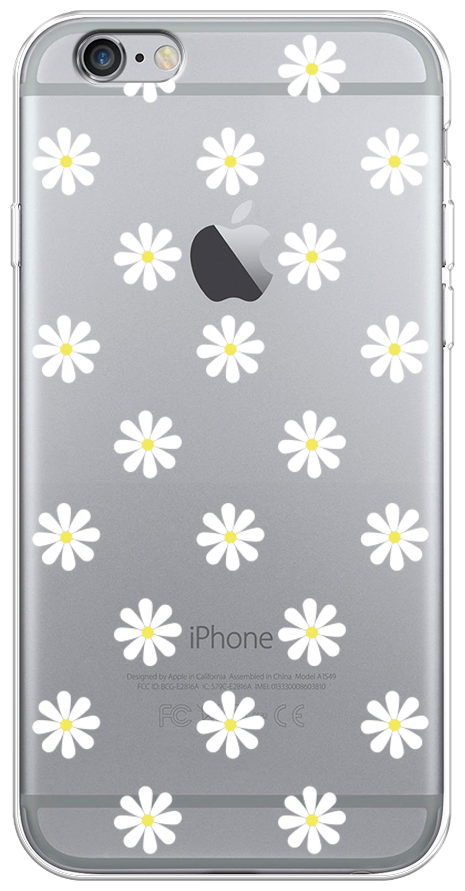 Силиконовый чехол на Apple iPhone 6S / Айфон 6S "Маленькие ромашки", прозрачный