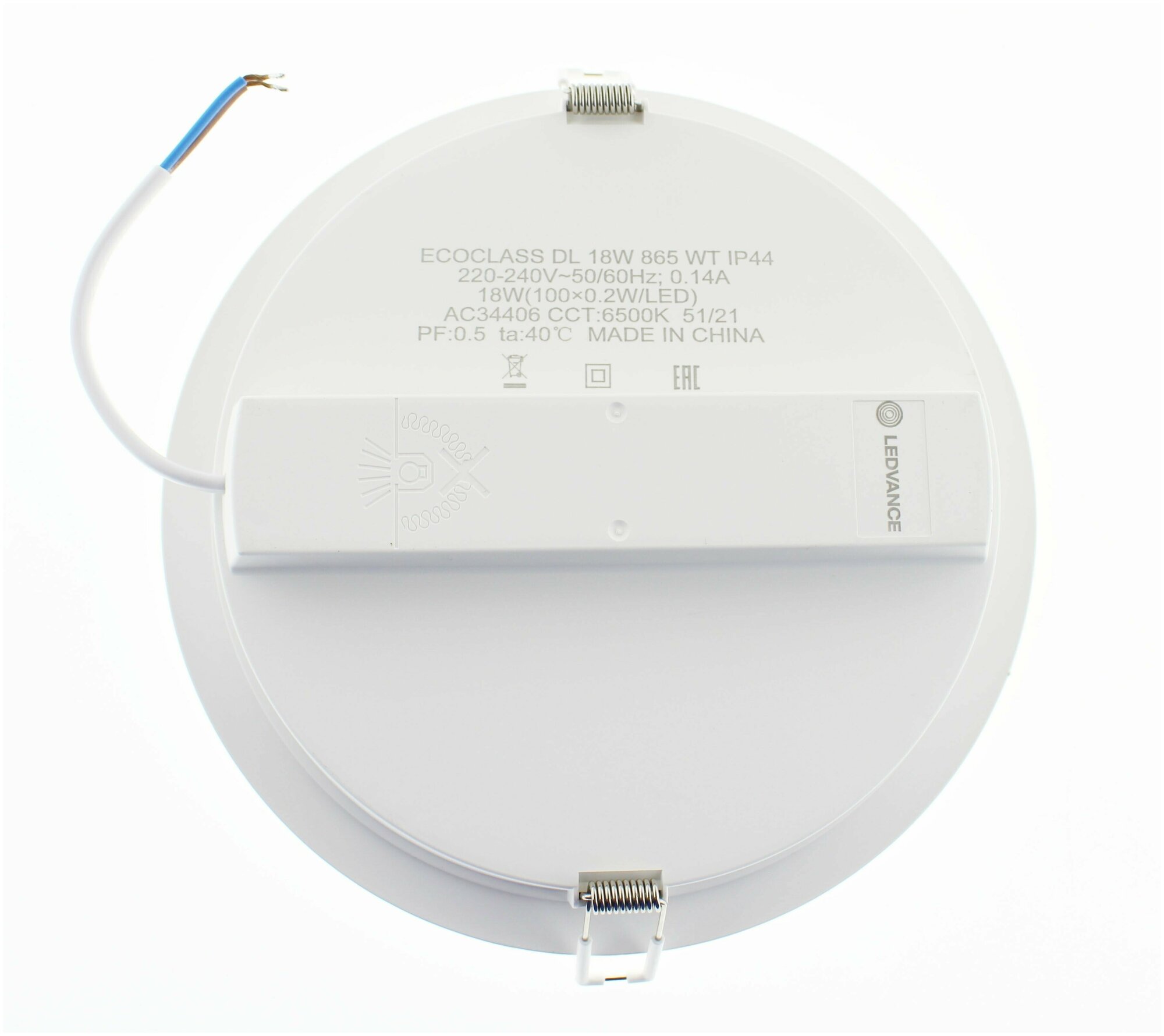 Светильник Downlight (LED) 18Вт 1710лм 6500К IP44 бел 165х42мм круг LEDVANCE