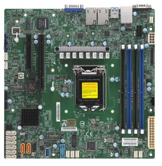 Материнская плата mATX Supermicro MBD-X11SCH-F-O (LGA 1151, C246, 4xDDR4, 8xSATA3, M2, 2x1GbE, 6xUSB 2.0, 5xUSB 3.1, VGA)