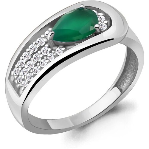 фото Кольцо diamant online, серебро, 925 проба, фианит, агат, размер 18