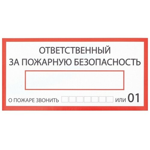 Наклейка знак "Ответственный за пожарную безопасность", 20х10 см