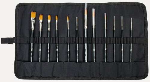 Изображение товара Кисти художественные набор 12 шт, в черной скрутке, синтетика, BRAUBERG ART CLASSIC, № 0-14, 200969
