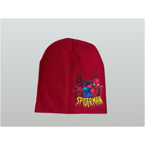 фото Шапка детская демисезонная с принтом. человек-паук spider-man (темно-синяя, 54 размер) mart