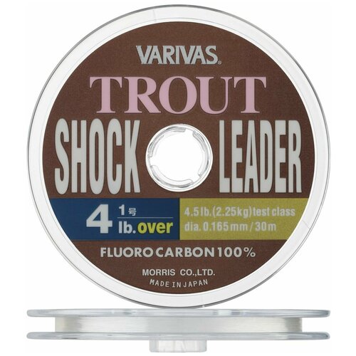 флюорокарбон varivas light game shock leader fluoro 30 м разрывная нагрузка 3 25 кг диаметр 0 205 мм Флюорокарбон Varivas Trout Shock Leader Fluoro 30м. 0.165мм. CLEAR