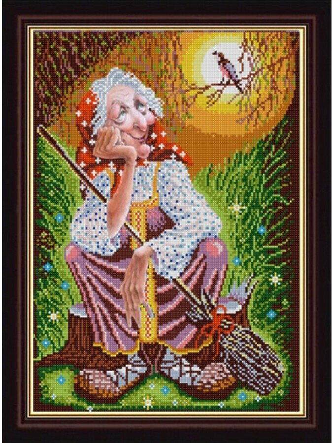 Рисунок на ткани Конёк (бисер), Бабушка Яга, 29х39 см (9995)