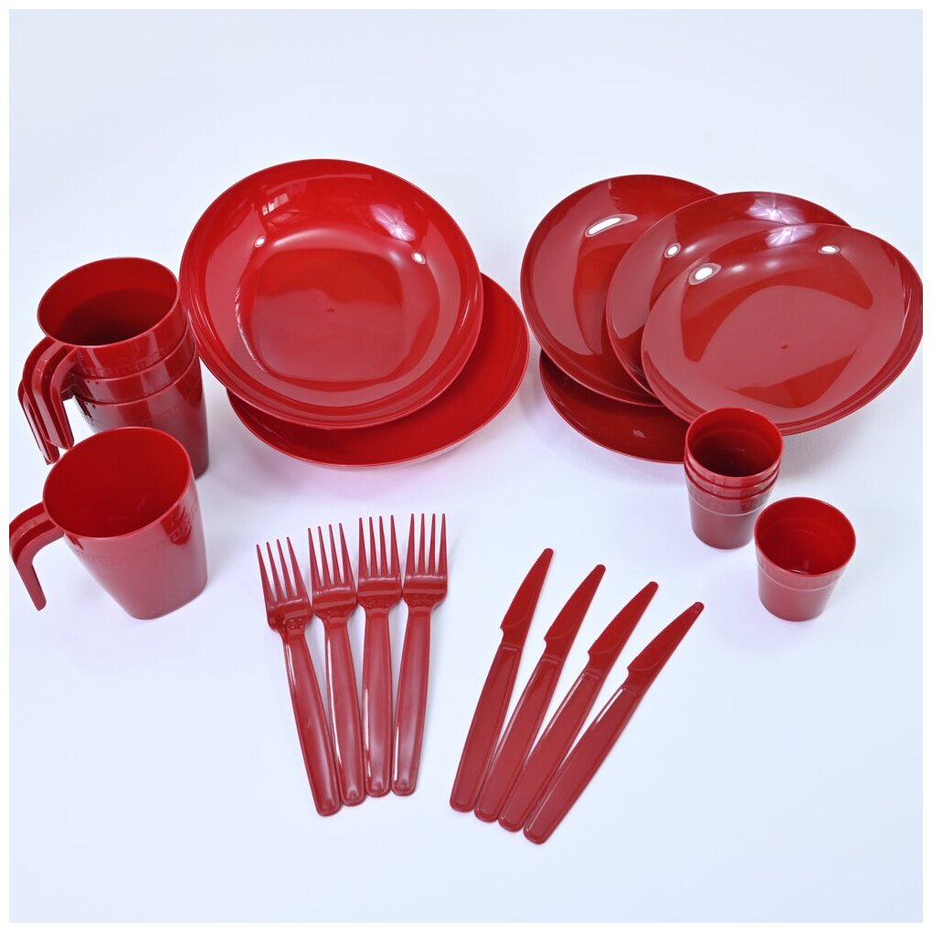 Набор посуды "На шашлычок" на 4 персоны цвет рубиновый