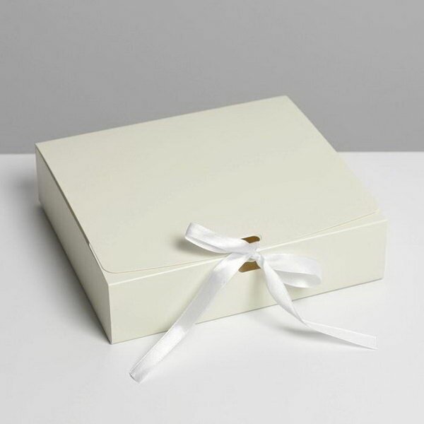 Коробка подарочная складная, упаковка, "Бежевая", 20 x 18 x 5 см
